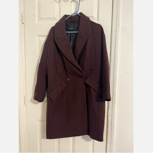 Zara Burgundy Wool Blend classic collared coat